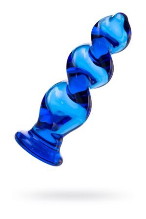 Анальная втулка Sexus Glass, стекло, синяя, 12 см,  3,5 см